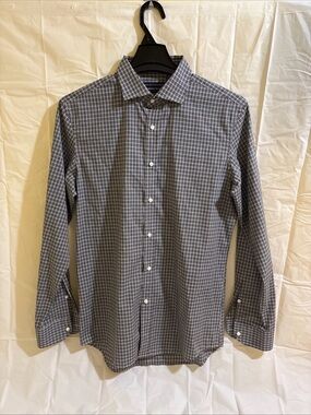 Ralph Lauren Gray and Blue Micro-Check Dress Shirt
